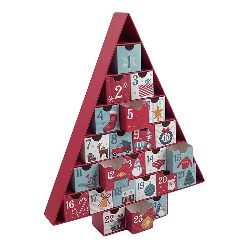 Calendário do advento de cartão, em forma de árvore de natal, 32,5 x 5 x 39 cm