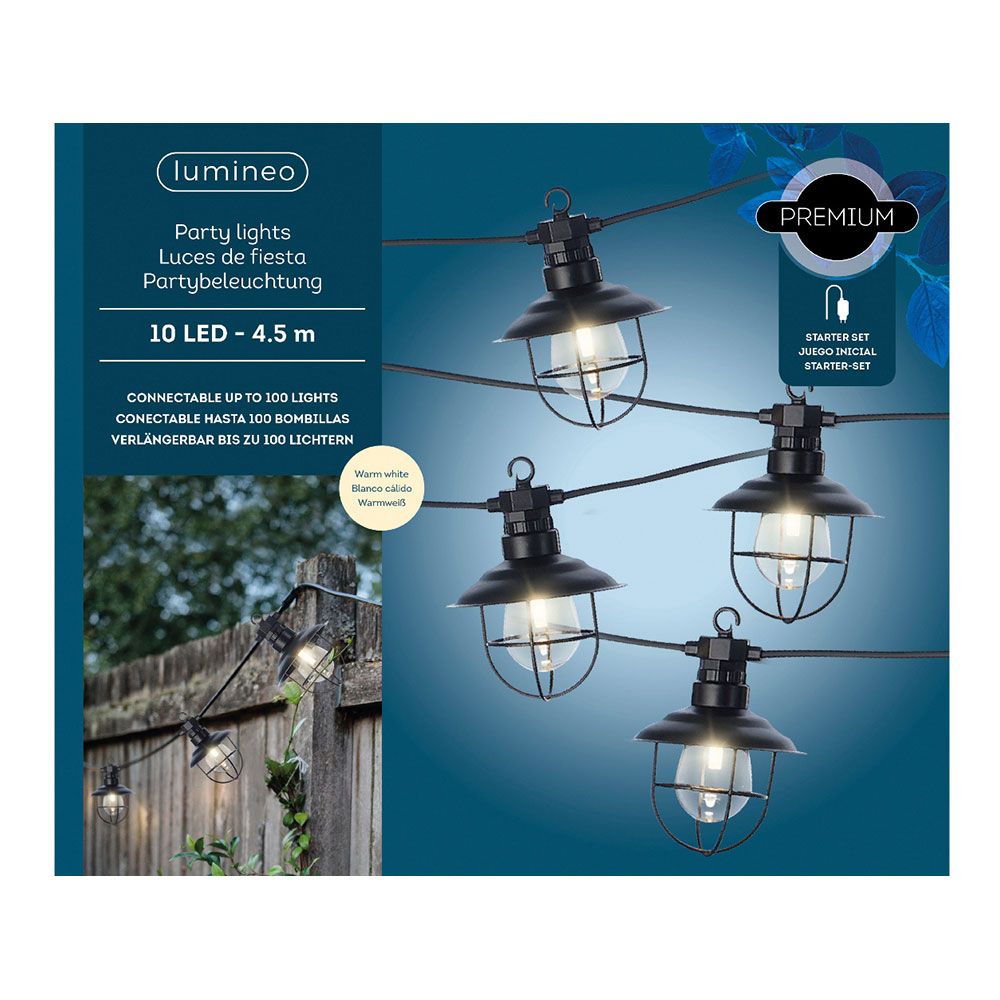 Grinalda candeeiros 10 leds branco quente IP44 9,5m lumineo - Image 3