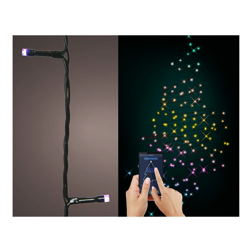 Grinalda dançante RGB 50 leds bluetooth, multicolor, para exteriores, 4,9 m
