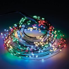 Grinalda de micro LED para árvore de 180 cm, 408 leds, multicor, exterior, 6,8 m