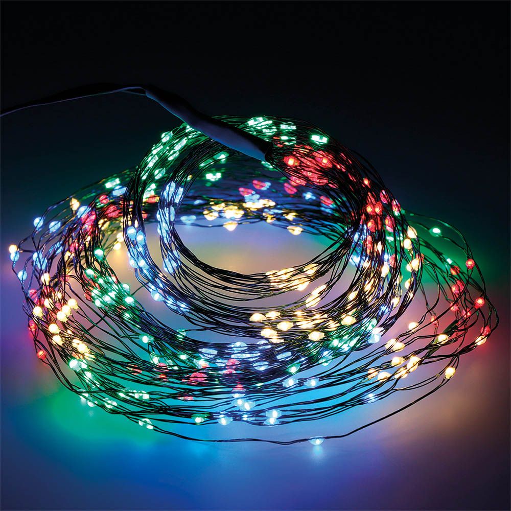 Grinalda de micro LED para árvore de 180 cm, 408 leds, multicor, exterior, 6,8 m