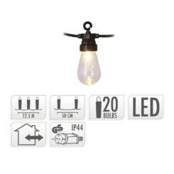 Grinalda 20 leds para USO interior/exterior IP44 branco quente tipo vintage 12,5m