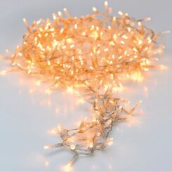 Grinalda fixa 120 LED LUZ quente, para exteriores, cabo transparente, 9 m