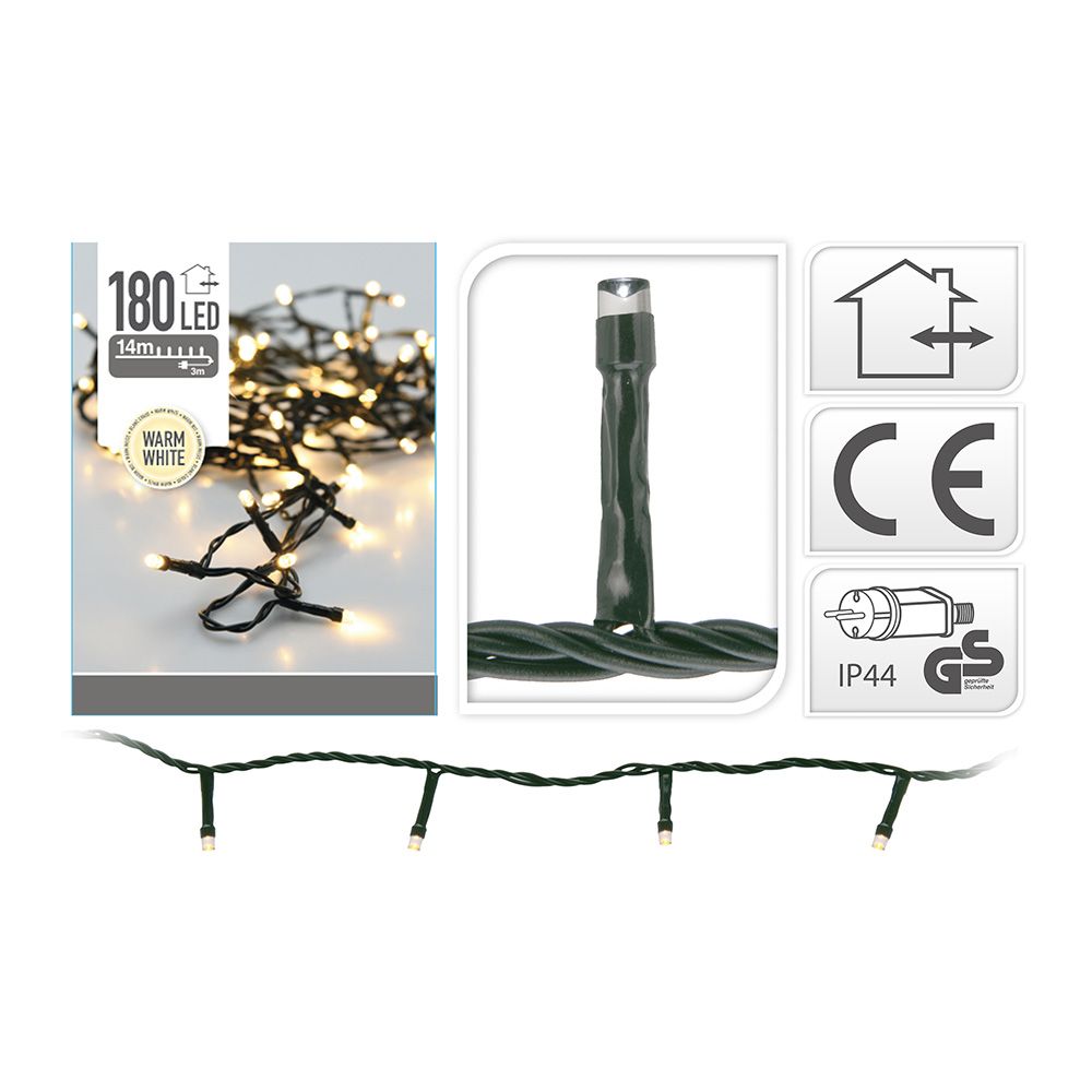Grinalda fixa 180 LED LUZ quente, para exteriores, 13,5 m - Image 2