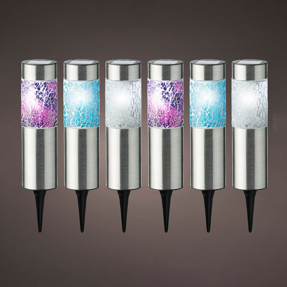 KIT 6 estacas solares modelo gaudi 22x6cm lumineo cores sortidas