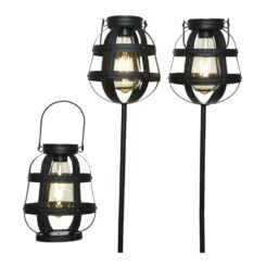 KIT 3 luzes solares de jardim vintage lumineo