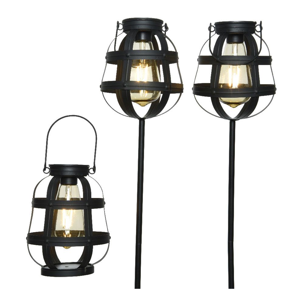 KIT 3 luzes solares de jardim vintage lumineo