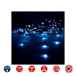 Cortina easy-connect 10 tiras 100 leds azul 30V total 1,8W IP44 2x1m