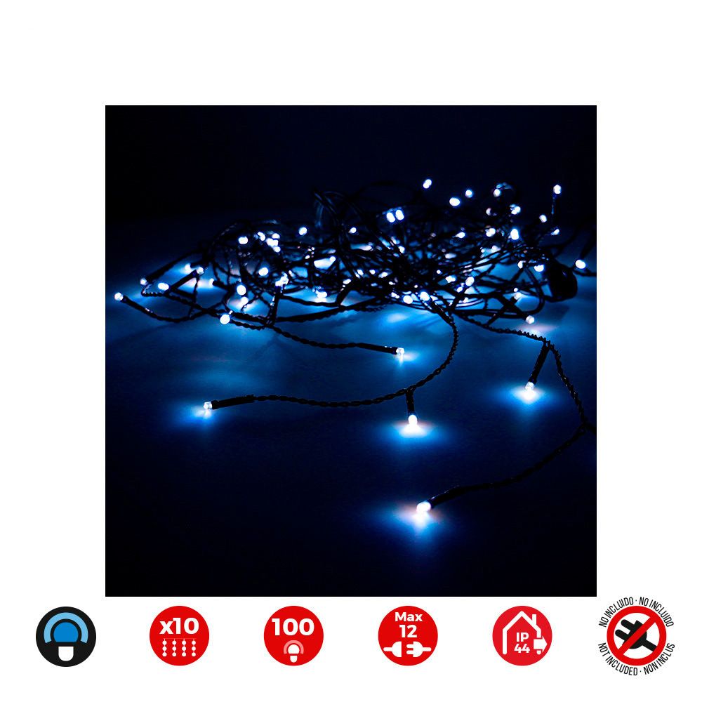 Cortina easy-connect 10 tiras 100 leds azul 30V total 1,8W IP44 2x1m
