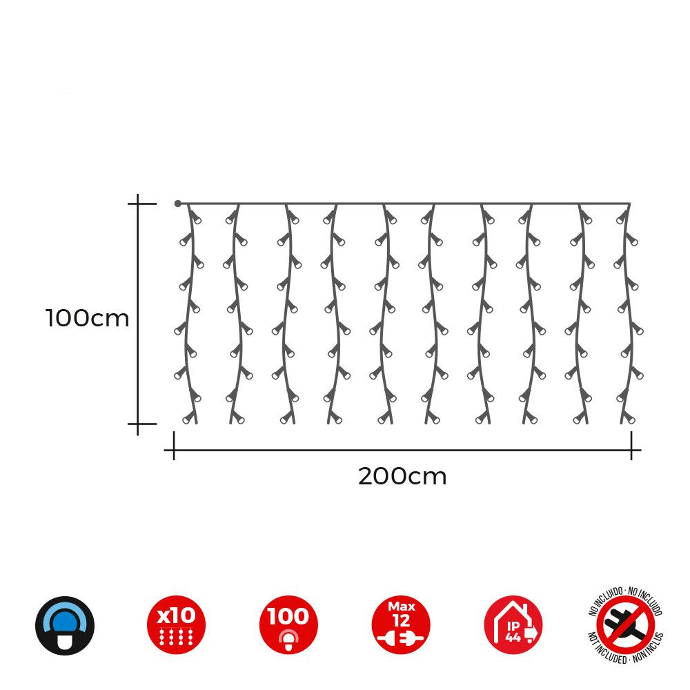Cortina easy-connect 10 tiras 100 leds azul 30V total 1,8W IP44 2x1m - Image 2