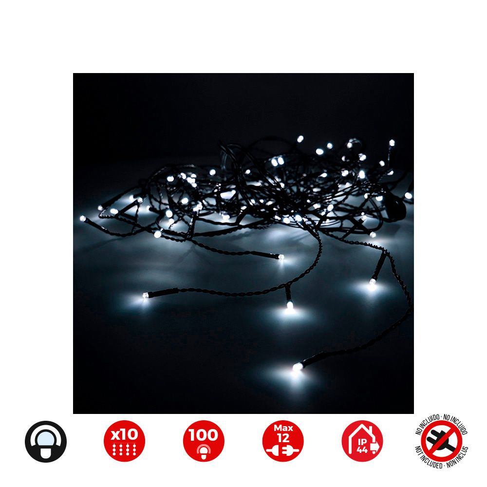 Cortina easy-connect 10 tiras 100 leds branco frio 30V total 1,8W IP44 2x1m