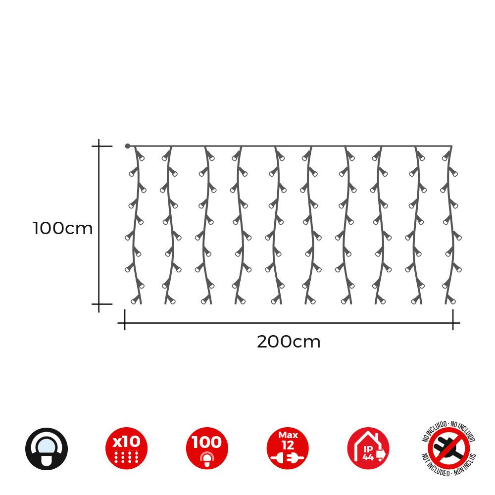 Cortina easy-connect 10 tiras 100 leds branco frio 30V total 1,8W IP44 2x1m - Image 2