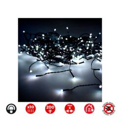 Cortina LED easy-connect 10 tiras 200 leds branco frio IP44 2x2m