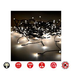 Cortina LED easy-connect 10 tiras 200 leds branco quente IP44 2x2m