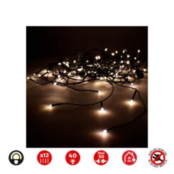 Cortina icicle easy-connect 12 tiras 40 leds branco quente 30V total 0,72W IP44 2x0,5m EDM