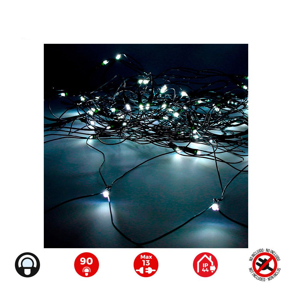 Cortina RED easy-connect 90 leds branco frio 30V total 1,62W IP44 2x1,5m