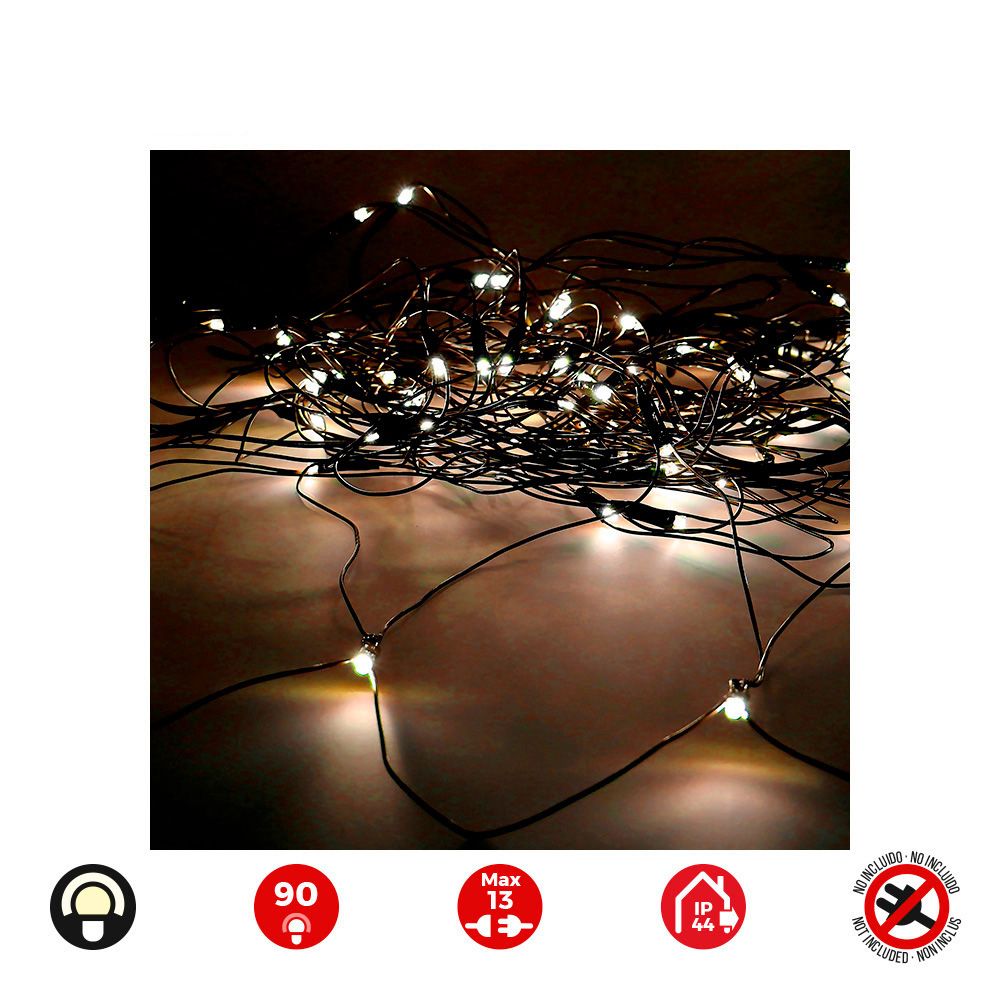 EDM Cortina vermelha de fácil conexão 2x1,5m 90 LEDs brancos quentes 30v (interior-externo) total edm 1,62w