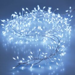 Grinalda a pilhas tipo espinho fixa 100 leds branco frio IP20 1,5m