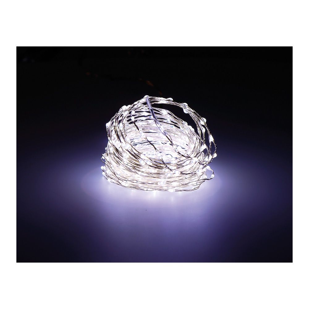 NULL Guirlanda micro LED extra densa 567 LEDs piscando luz fria cabo prata 14 m