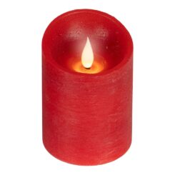 Vela de cera LED, com topo curvo, COR vermelha, Ø7,5 x 10,5 cm