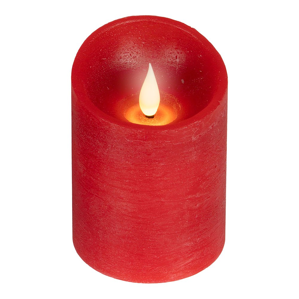 Vela de cera LED, com topo curvo, COR vermelha, Ø7,5 x 10,5 cm