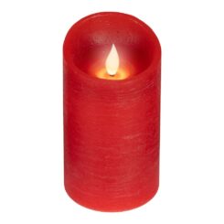 Vela de cera LED, com topo curvo, COR vermelha, Ø7,5 x 12,5 cm