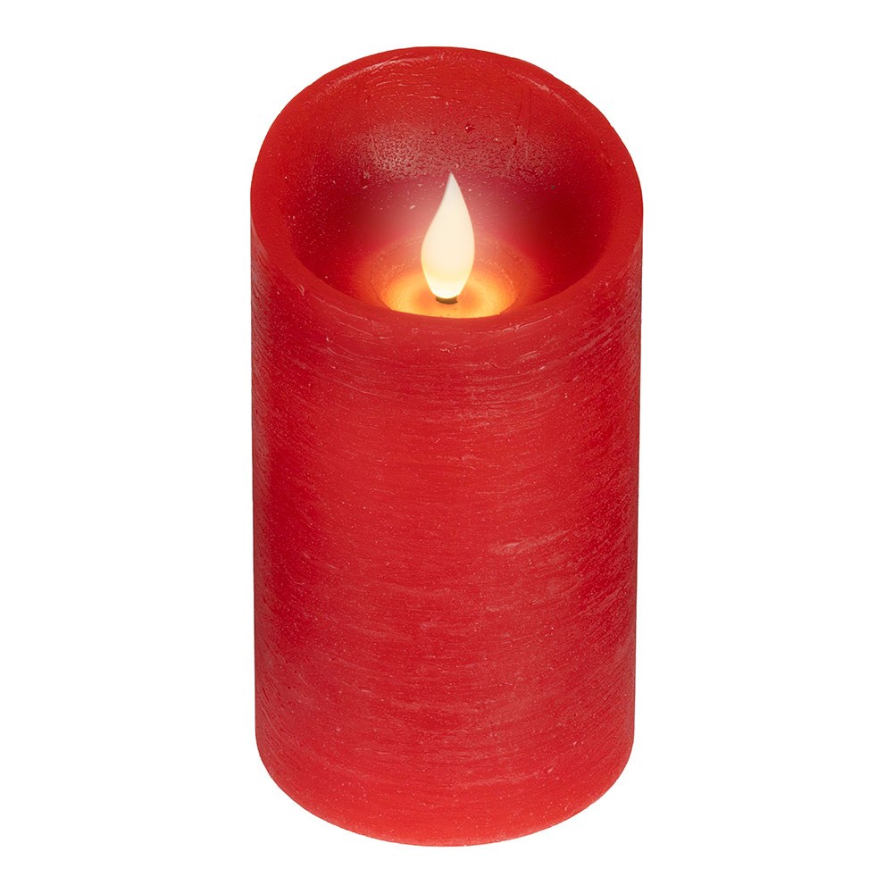 Vela de cera LED, com topo curvo, COR vermelha, Ø7,5 x 12,5 cm