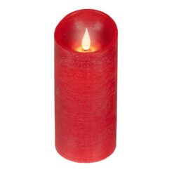 Vela de cera LED, com topo curvo, COR vermelha, Ø7,5 x 17 cm
