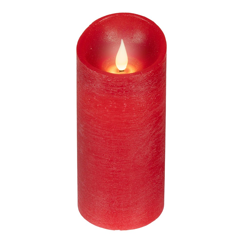 Vela de cera LED, com topo curvo, COR vermelha, Ø7,5 x 17 cm
