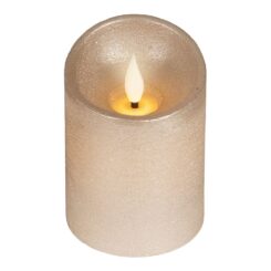 Vela de cera LED, com topo curvo, COR dourada, Ø7,5 x 10,5 cm