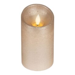 Vela de cera LED, com topo curvo, COR dourada, Ø7,5 x 12,5 cm