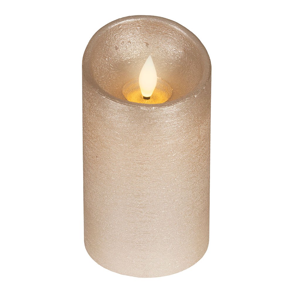 Vela de cera LED, com topo curvo, COR dourada, Ø7,5 x 12,5 cm