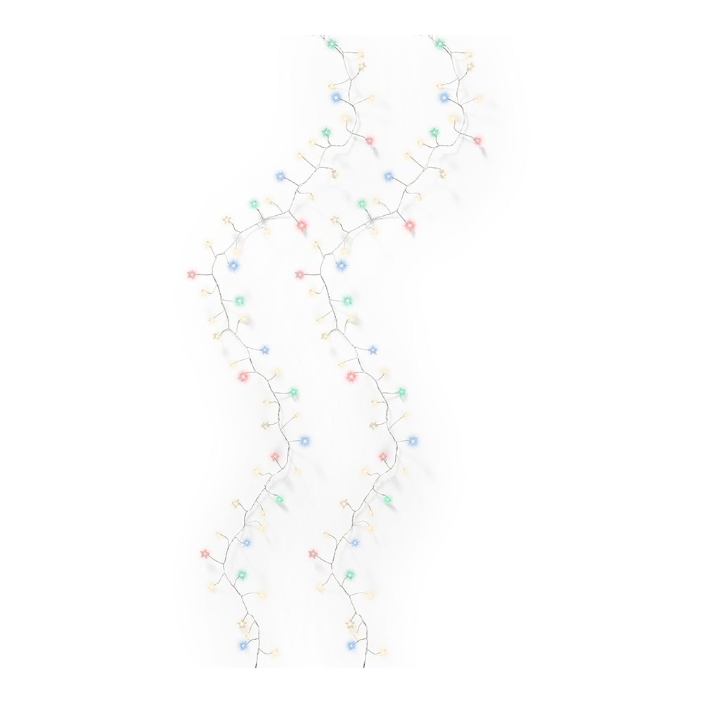 Guirlanda LED decorativa interna multicolor com fio prateado 80 LEDs 1,5 m