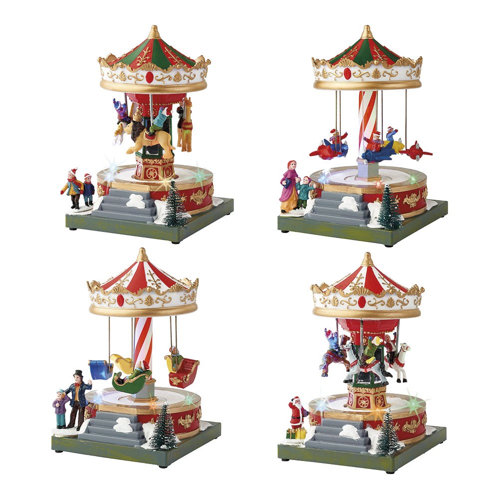 Carrossel decorativo com LED multicolor e movimento, modelos variados