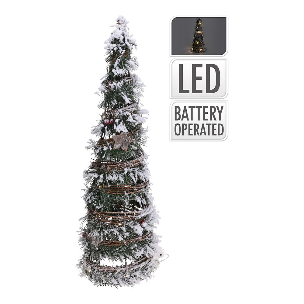 Árvore de natal de rattan com 20 leds em forma de cone 40 cm