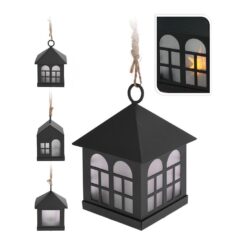 Lanterna decorativa LED preta 6x8cm