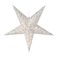 Estrela 10 leds branco quente, a pilhas, corpo de papel 60cm