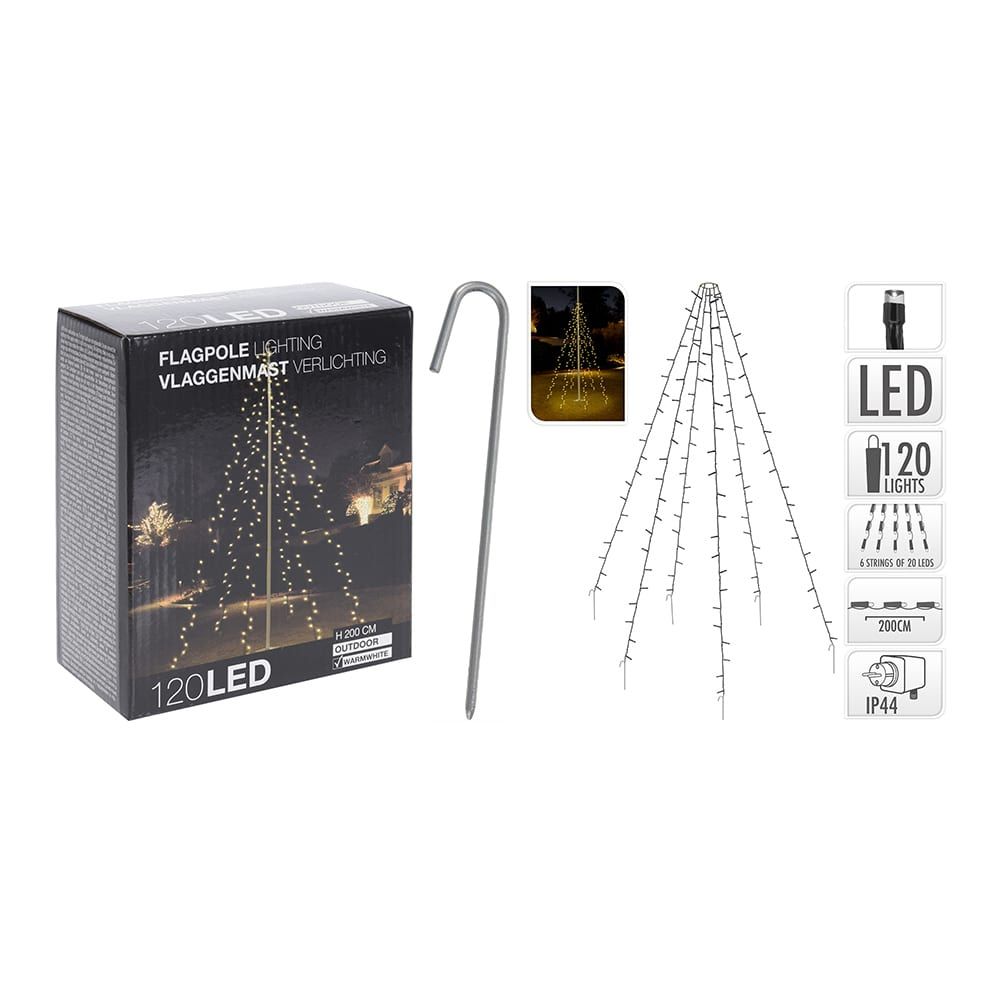 Cortina branco quente 120 leds especial para árvores IP44 2m (altura)