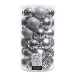 Pack de 37 bolas decorativas prateadas para árvore de natal, Ø6cm