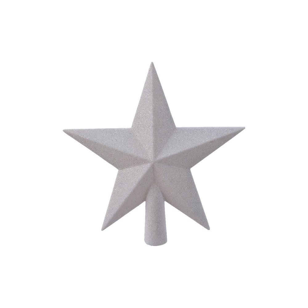 Estrela branca com purpurina para a copa das árvores de natal, 19X4,2X19cm. decoris