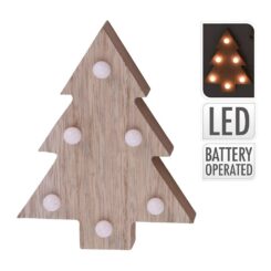Árvore de madeira decorativa adorno de natal com LED 10x3x13cm cores / modelos diversos