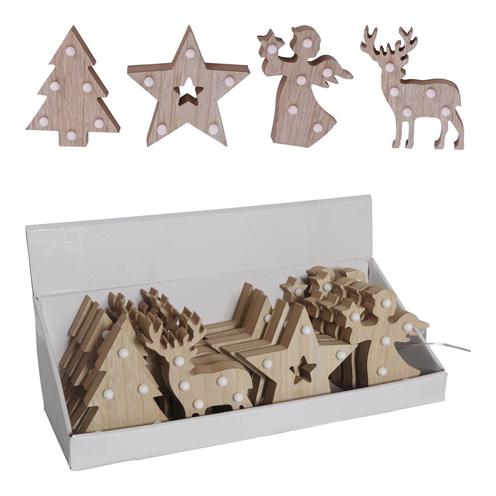 Árvore de madeira decorativa adorno de natal com LED 10x3x13cm cores / modelos diversos - Image 2