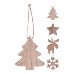 Enfeite de natal suspenso de madeira, 10 cm, modelos sortidos