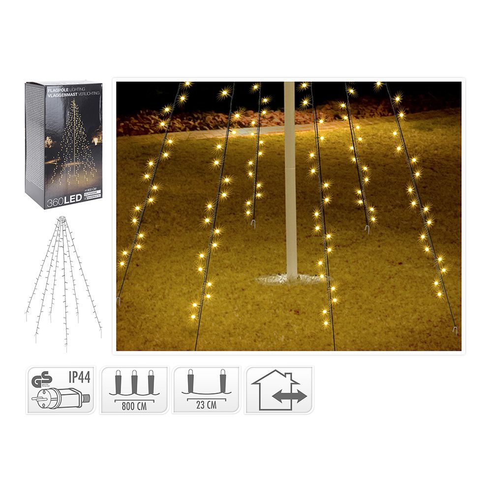 Cortina exterior 360 leds branco quente especial para árvores 8m (altura)