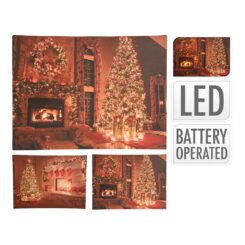 Quadro decorativo com LED 38x1,5x28cm modelo lareira cores / modelos sortidos
