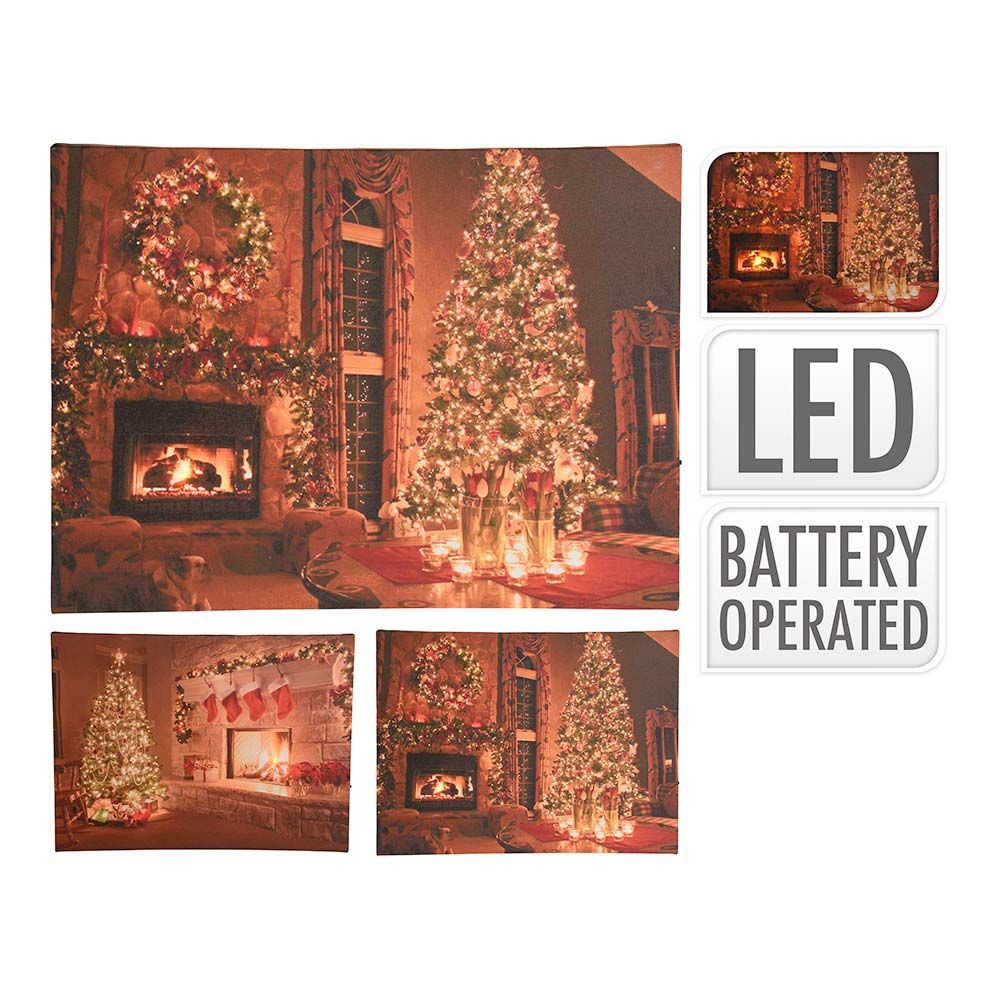 Quadro decorativo com LED 38x1,5x28cm modelo lareira cores / modelos sortidos