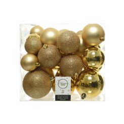 Pack de 26 bolas douradas de vários tamanhos Ø6cm/Ø8cm/Ø10cm
