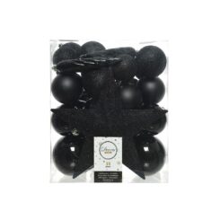 Pack com 33 enfeites para árvore preto