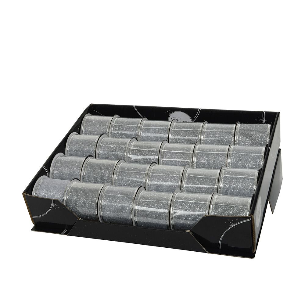 Fita com purpurina prateada para fazer laços 6,3x270cm - Image 2