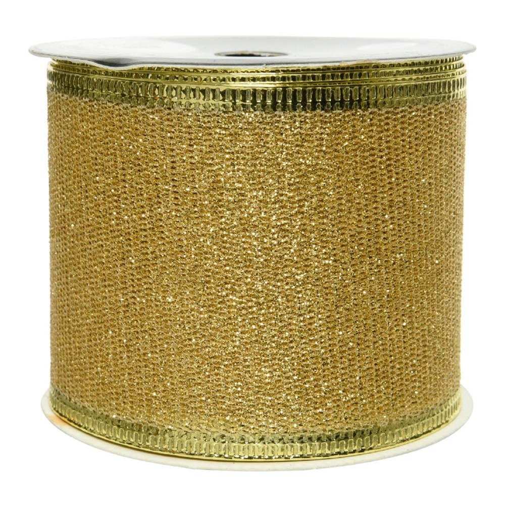 Fita com purpurina dourado para fazer laços 270x6,3cm